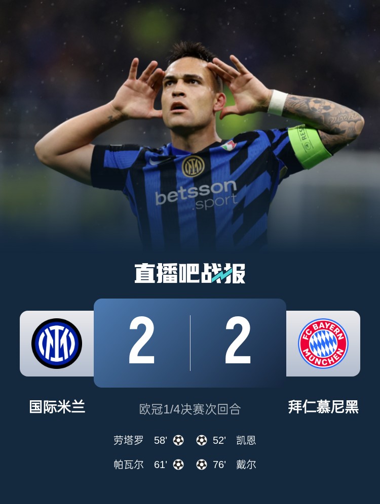  黑色3分鐘！拜仁3分鐘丟2球遭國米淘汰 去年3分鐘丟2球遭皇馬絕殺